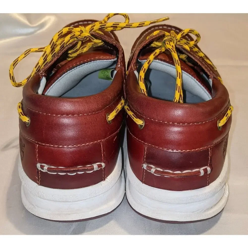 Timberland Mens Brown Casual Classic Leather Lace Up Boat Deck Shoes Size 11.5